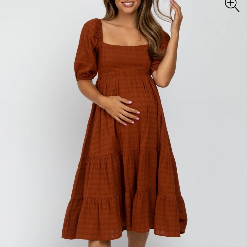 Rust Plaid Midi Dress